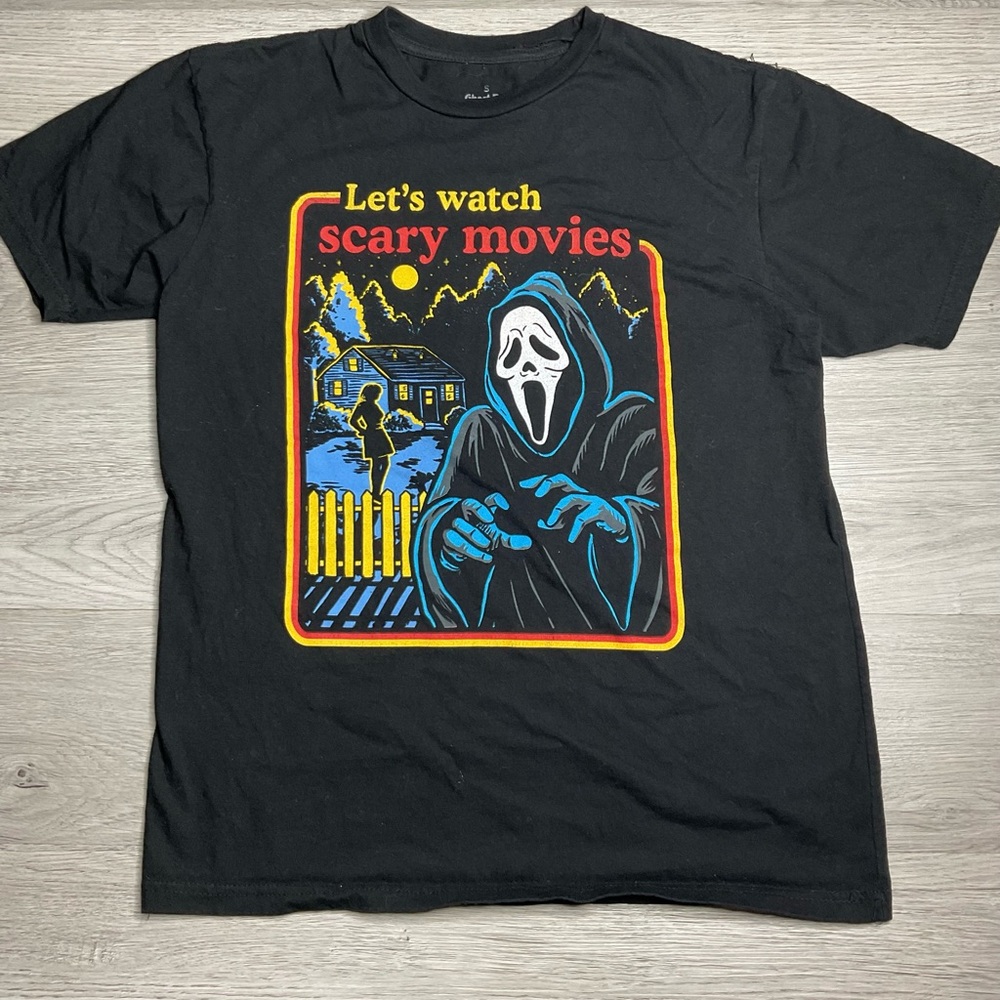 Ghostface Scream Lets Watch Scary Movies Graphic T-Shirt Mens Small Black Horror